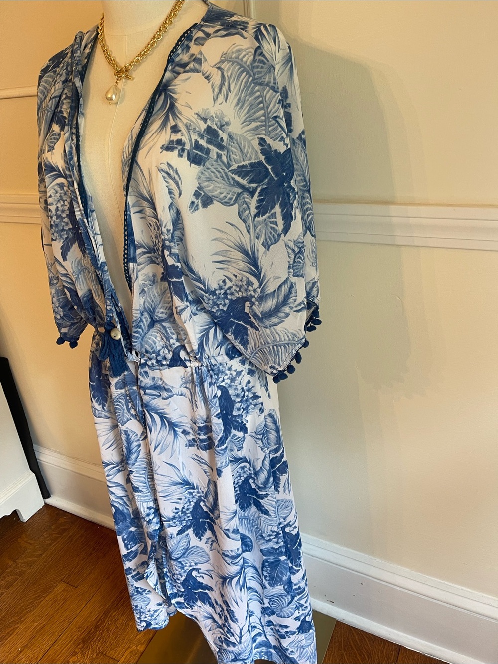 Blue and White Print Beachy Women’s Cover Up